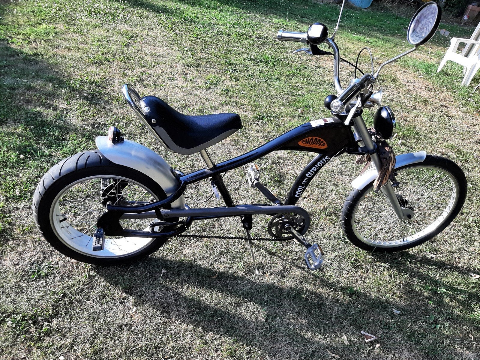Stoere Chopper Fiets - Zwart met Chrome Details, Fietsen en Brommers, Fietsen | Cruisers en Lowriders, Ophalen, Terugtraprem, Gebruikt