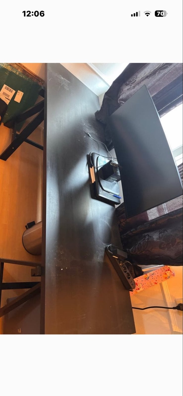 IKEA Bureau met 2 schragen en blad, Ophalen, Gebruikt, IKEA, Zwart