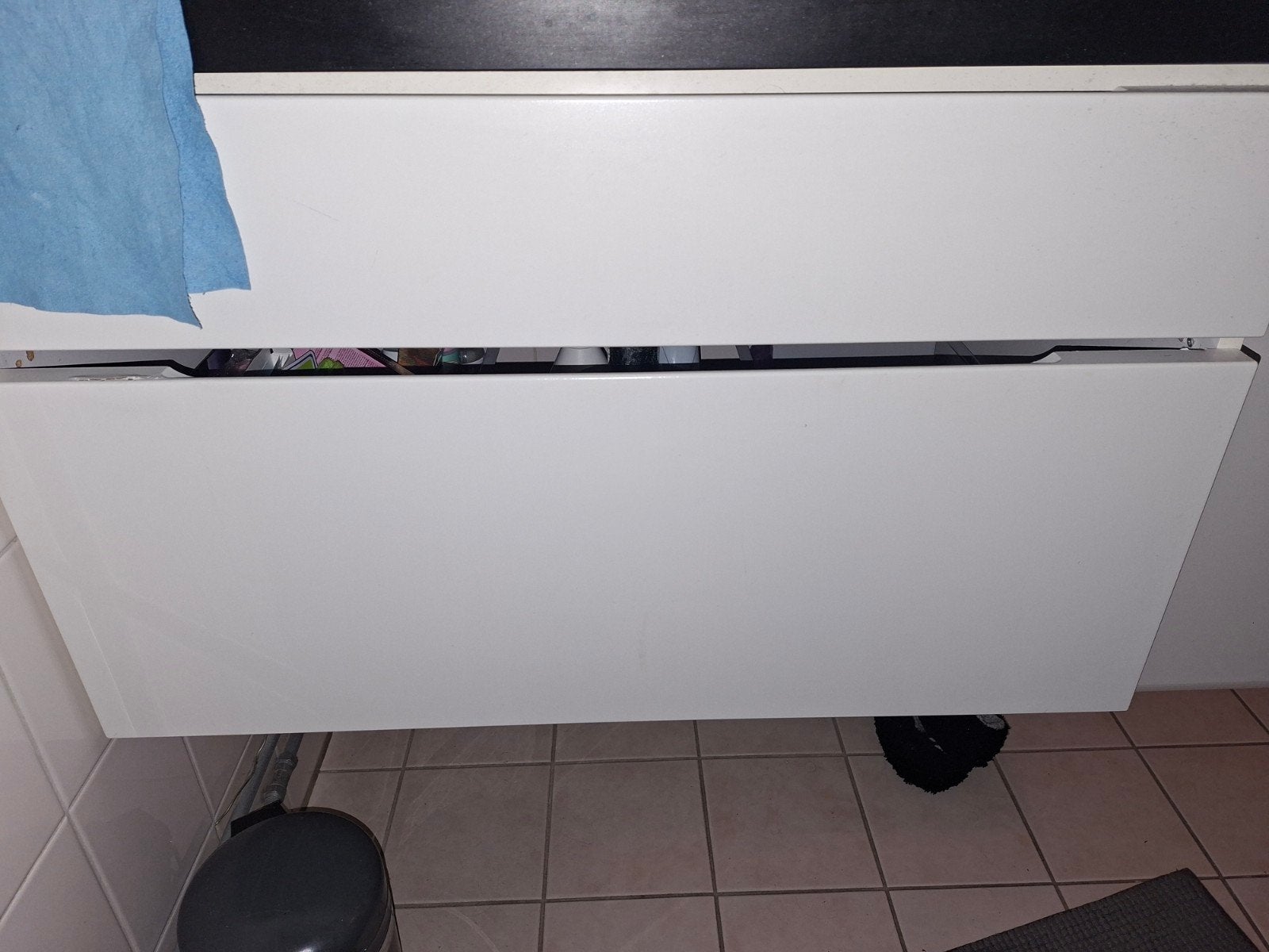 Badkamermeubelset: wastafel, spiegel en hoge kast, Gebruikt, 25 tot 50 cm, 50 tot 100 cm, Ophalen of Verzenden