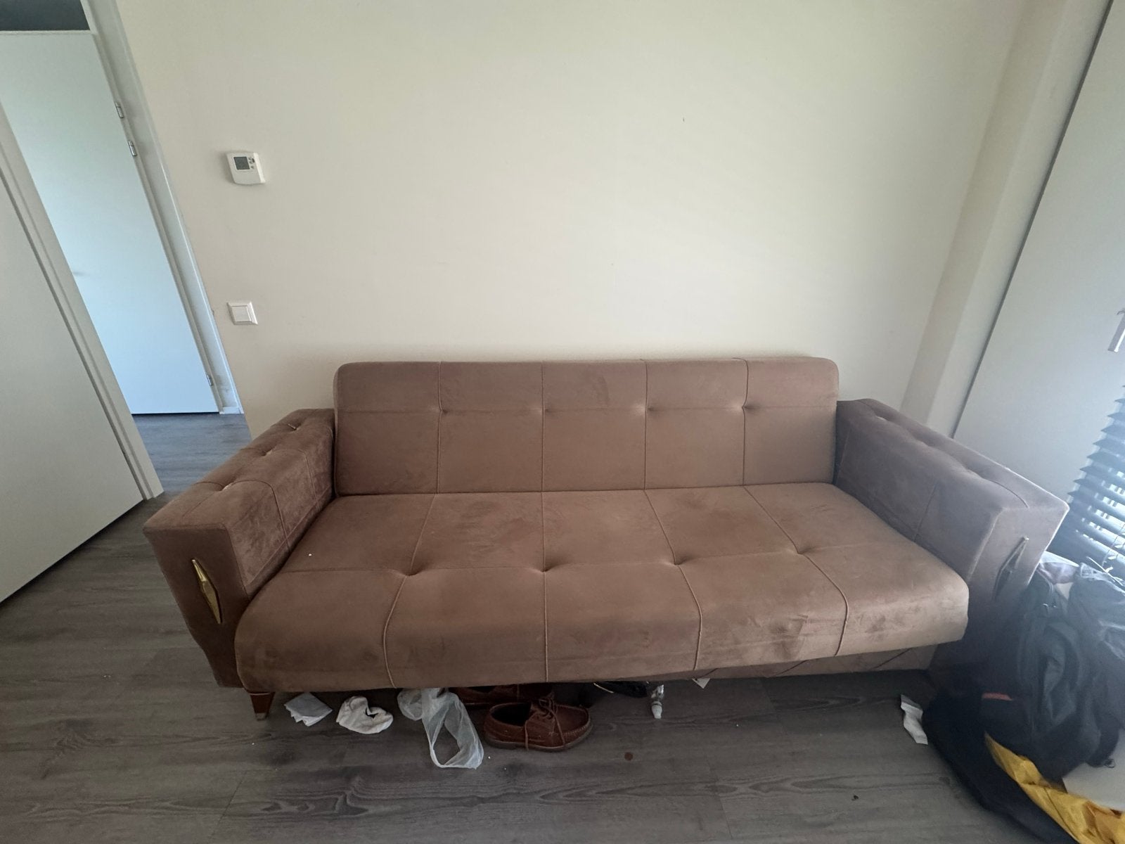 Comfortabele slaapbank - Bruin, Gebruikt, 150 tot 200 cm, Driepersoons, 75 tot 100 cm