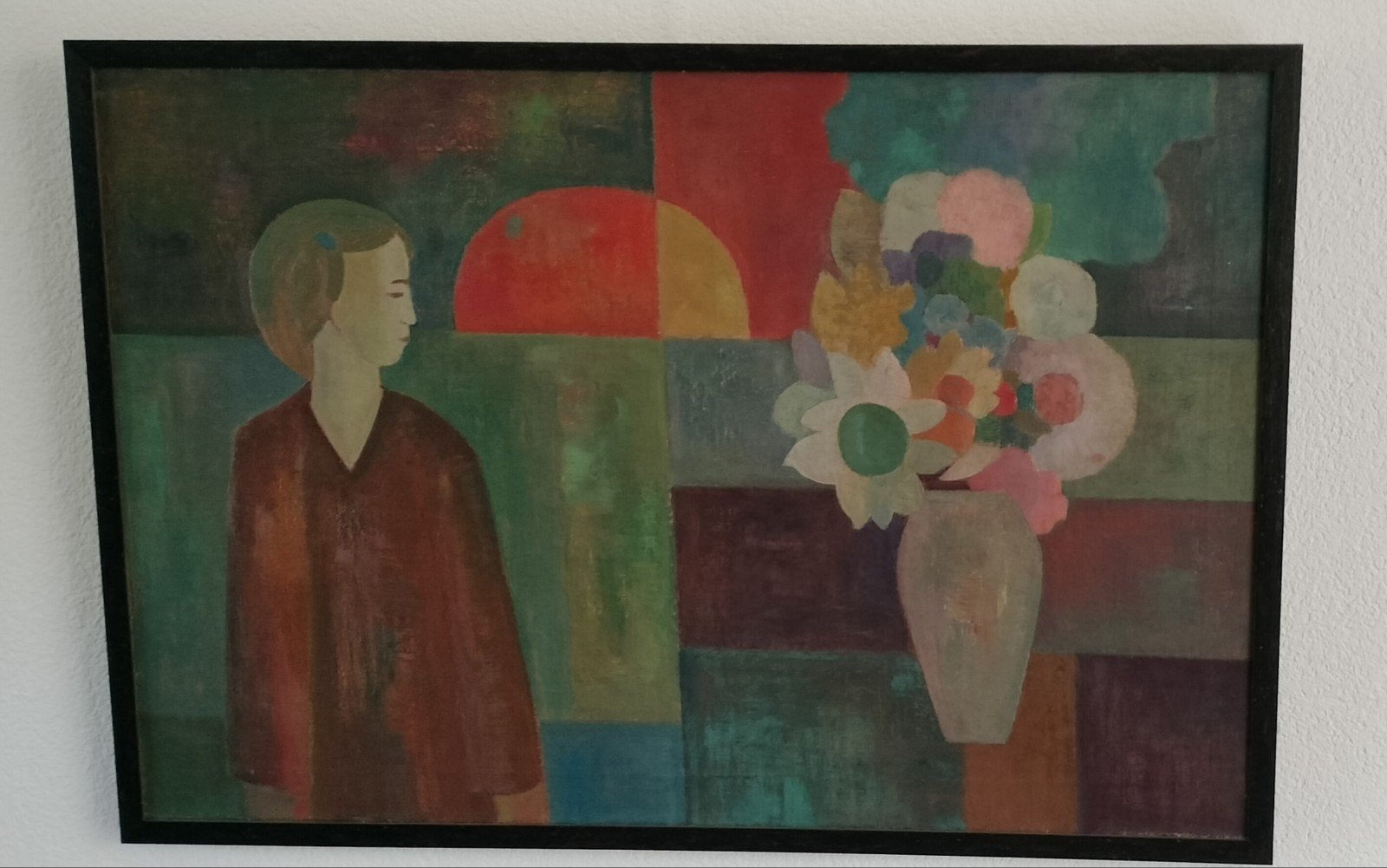 Dirk Breed - Figuur en Bloemen (ca. 65 x 90 cm), Antiek en Kunst, Ophalen of Verzenden