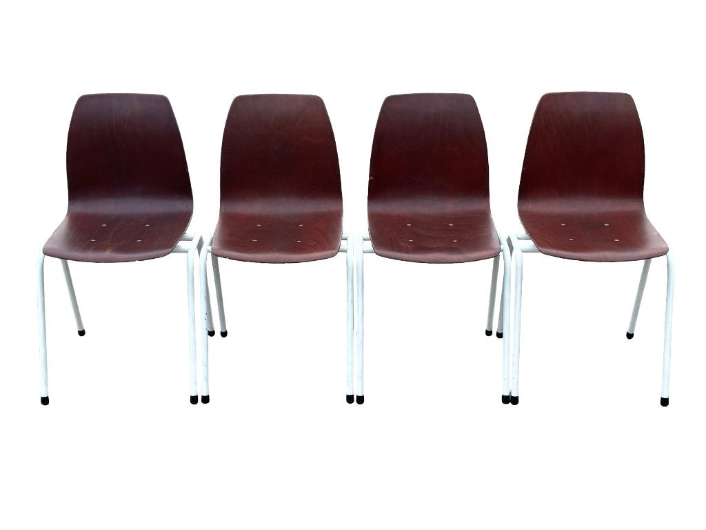 Vintage set van vier stoelen Elmar Flötotto Pagholz, Huis en Inrichting, Vintage stoelen, Gebruikt, Verzenden, Wit