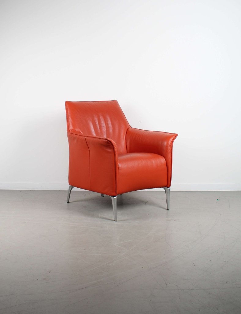 Leolux Mayuro Fauteuil Oranje Leer – Chroom