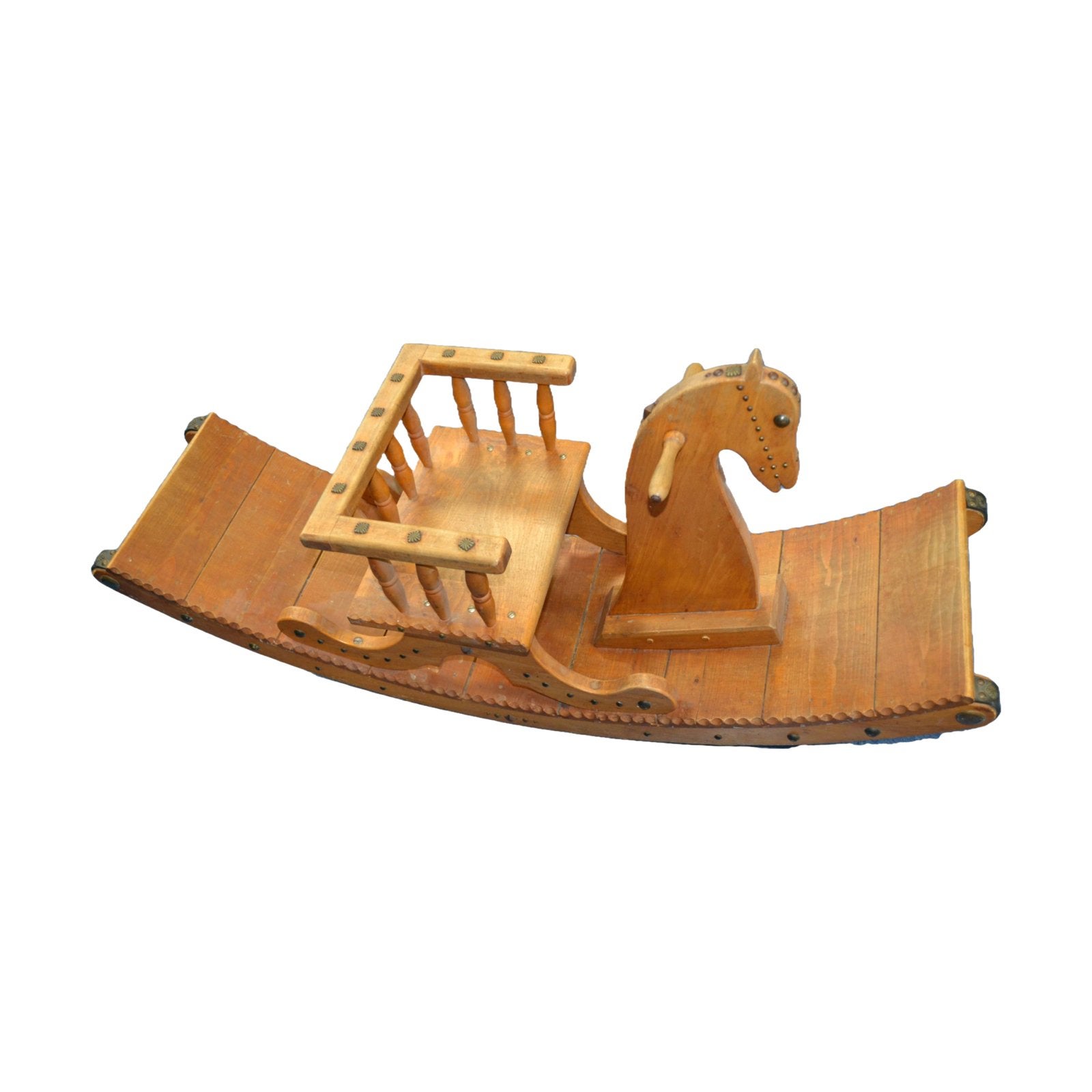 Groot antiek houten hobbelpaard – 110 cm lang, Ophalen