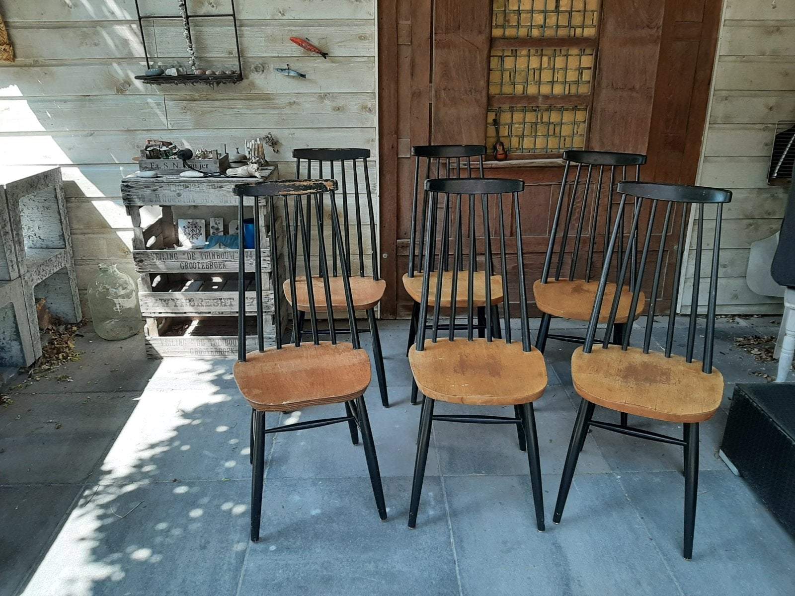 6 x Vintage Spijlenstoel - pastoe Tapiovaara, Ophalen