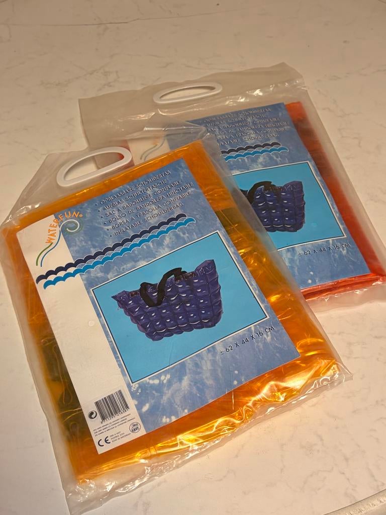 2 Nieuwe Opblaasbare Retro Strandtas / Shopper, Ophalen of Verzenden, Nieuw, Oranje, Shopper
