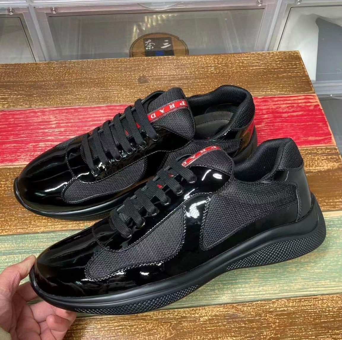 Prada cups american, Verzenden, Zo goed als nieuw, Zwart