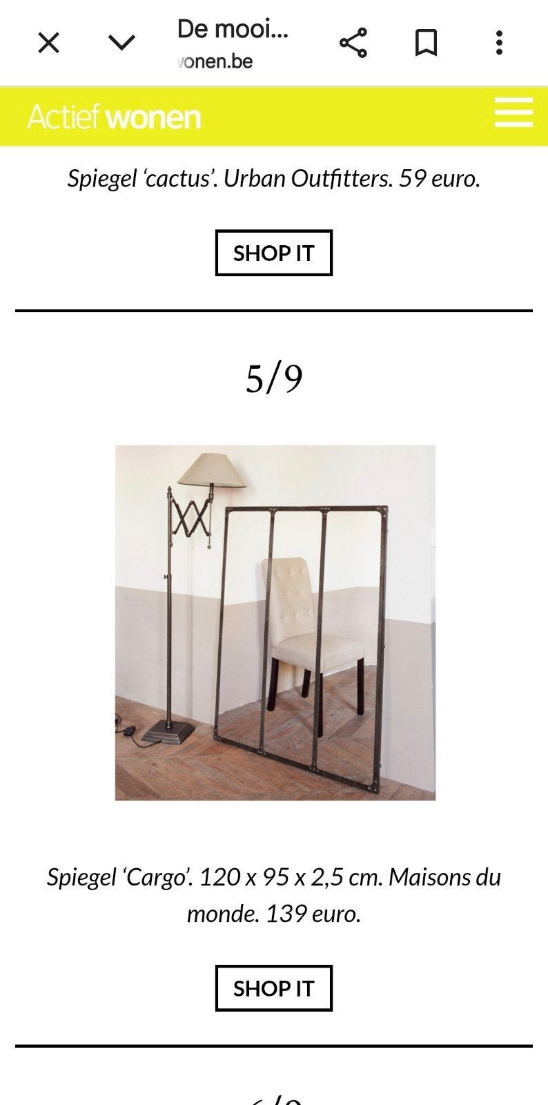 Spiegel 'Cargo' van Maisons du Monde (120x95 cm), Ophalen of Verzenden