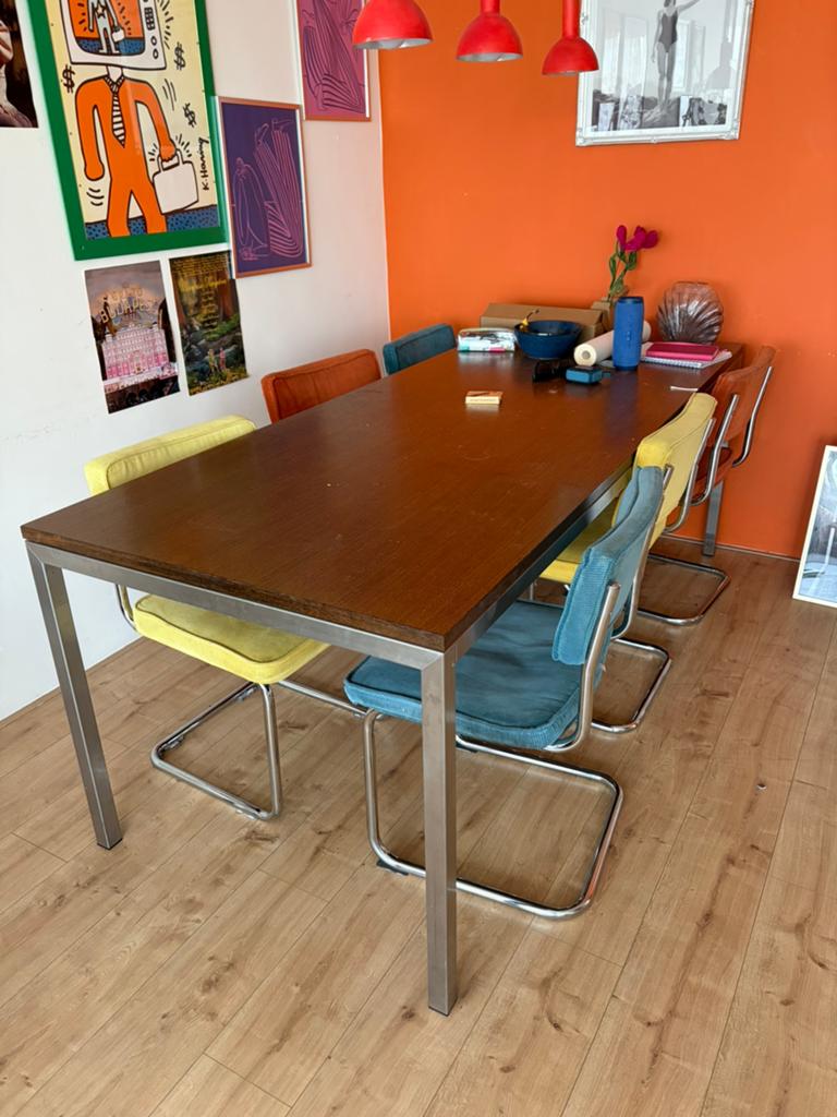 Eettafel 200x90 met 6 stoelen, Ophalen, Zo goed als nieuw