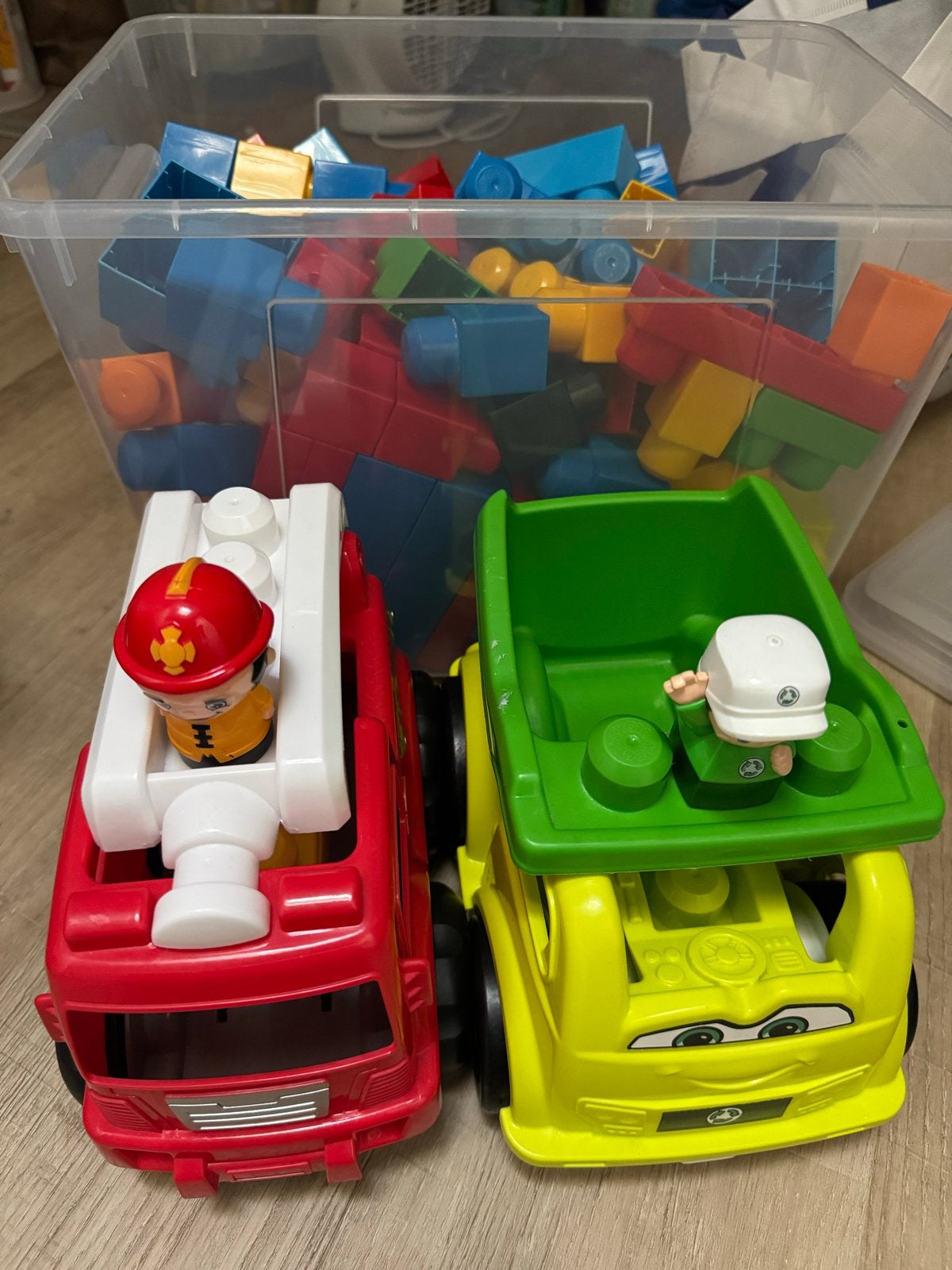 Mega Bloks brandweerwagen, kiepwagen en bouwblokken, Ophalen, Gebruikt, Megabloks