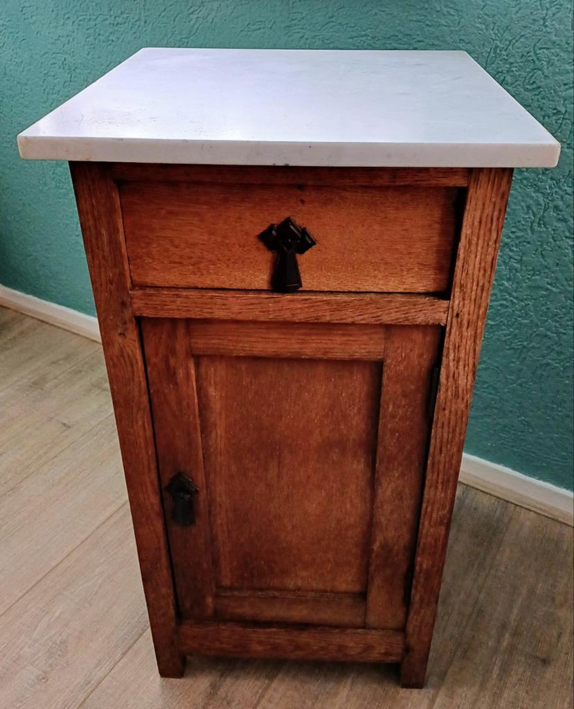 Klassiek nachtkastje/bijzettafel met marmeren blad, Antiek en Kunst, Ophalen