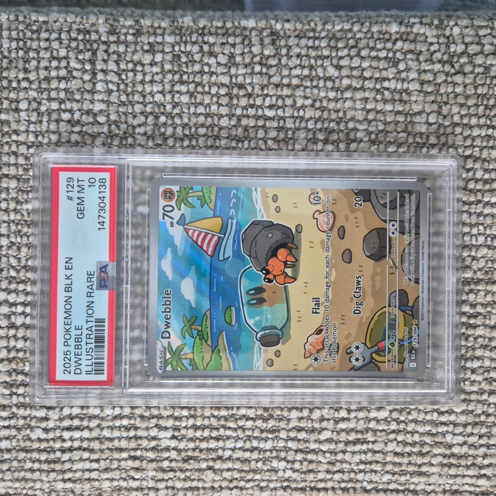 Dwebble #129 PSA 10 - 2025 Pokemon BLK EN Illustration Rare, Verzamelen, Speelgoed, Ophalen of Verzenden