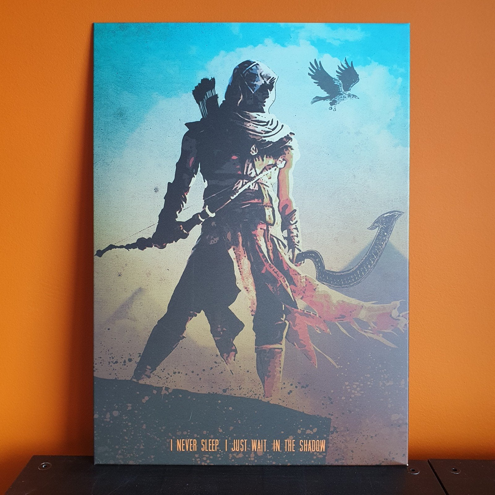 Displate van Bayek uit Assassin's Creed Origins, 50 – 75, Minder dan 50 cm, Ophalen of Verzenden, Print