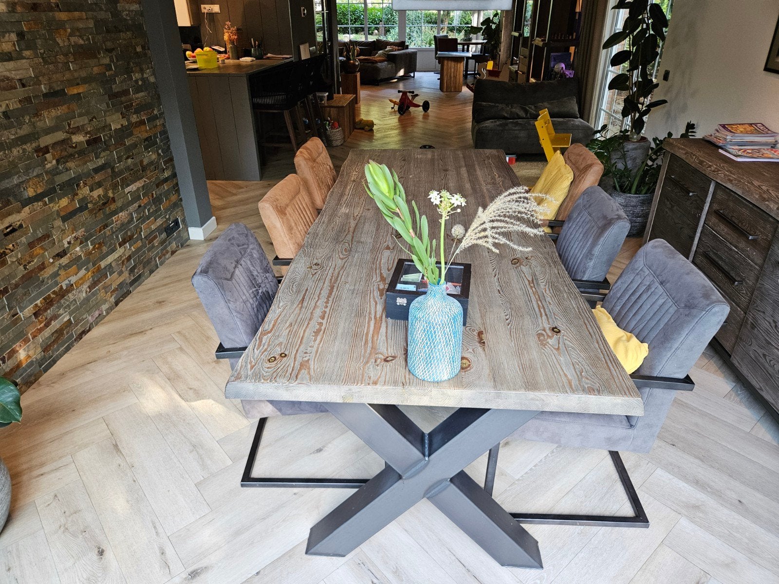HACO Rough Boomstamtafel 240x100 cm - Massief Hout, Gebruikt, 100 tot 150 cm, 200 cm of meer, Vijf personen of meer