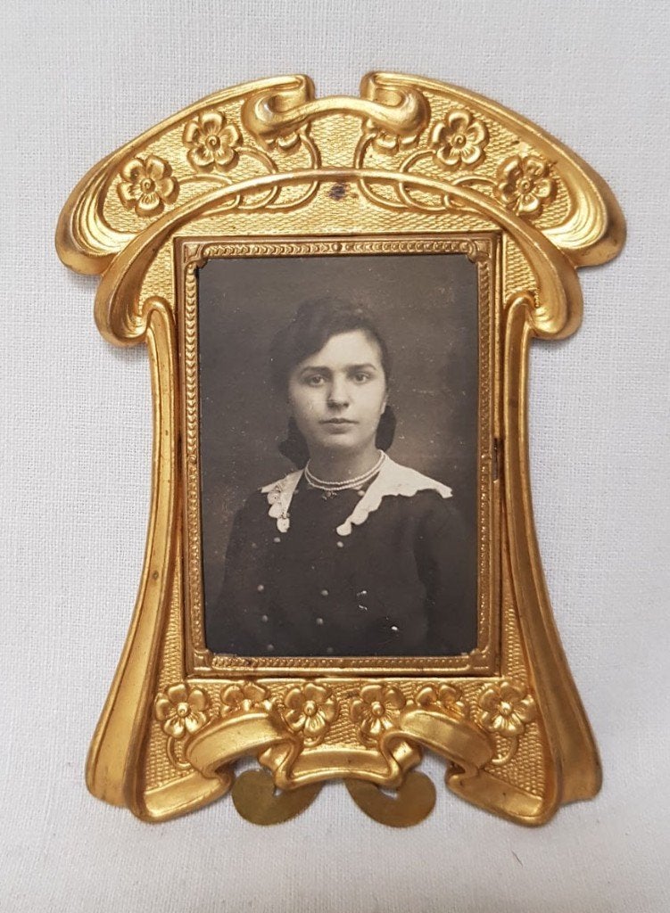 Fotolijstje Jugendstil blik., Antiek en Kunst, Ophalen of Verzenden