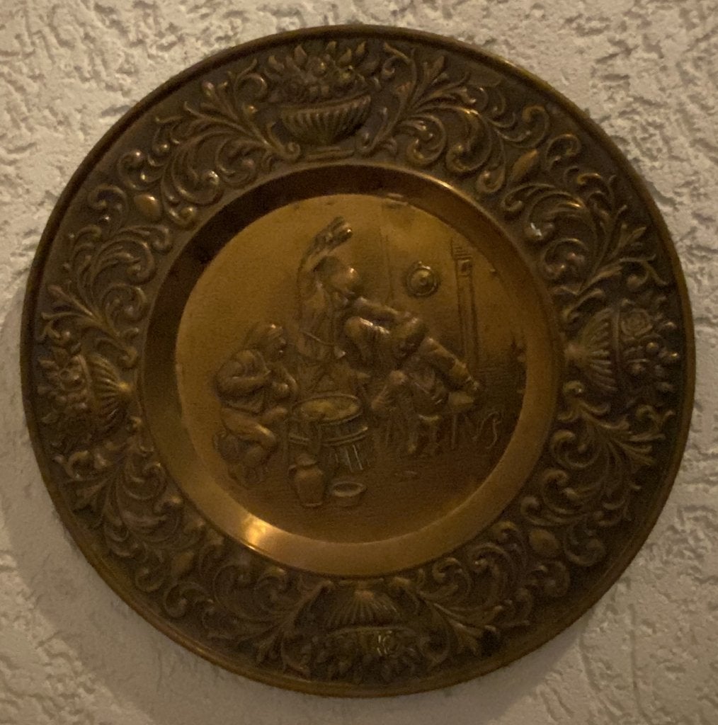 Vintage / klassiek messing wandbord (rond), Ophalen of Verzenden