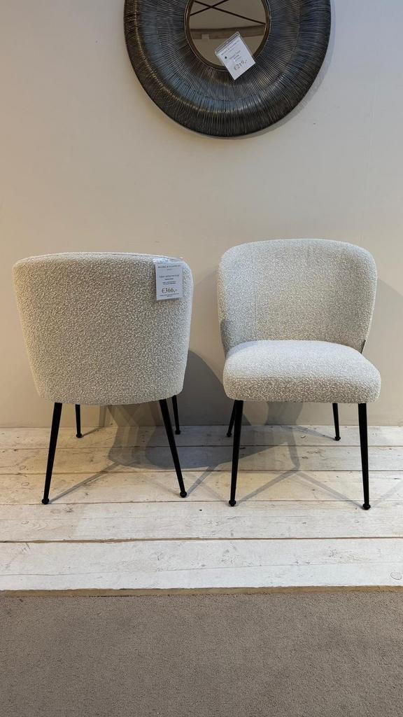 Richmond sale eetkamerstoelen fallon 6, Ophalen, Zo goed als nieuw, Wit, Stof