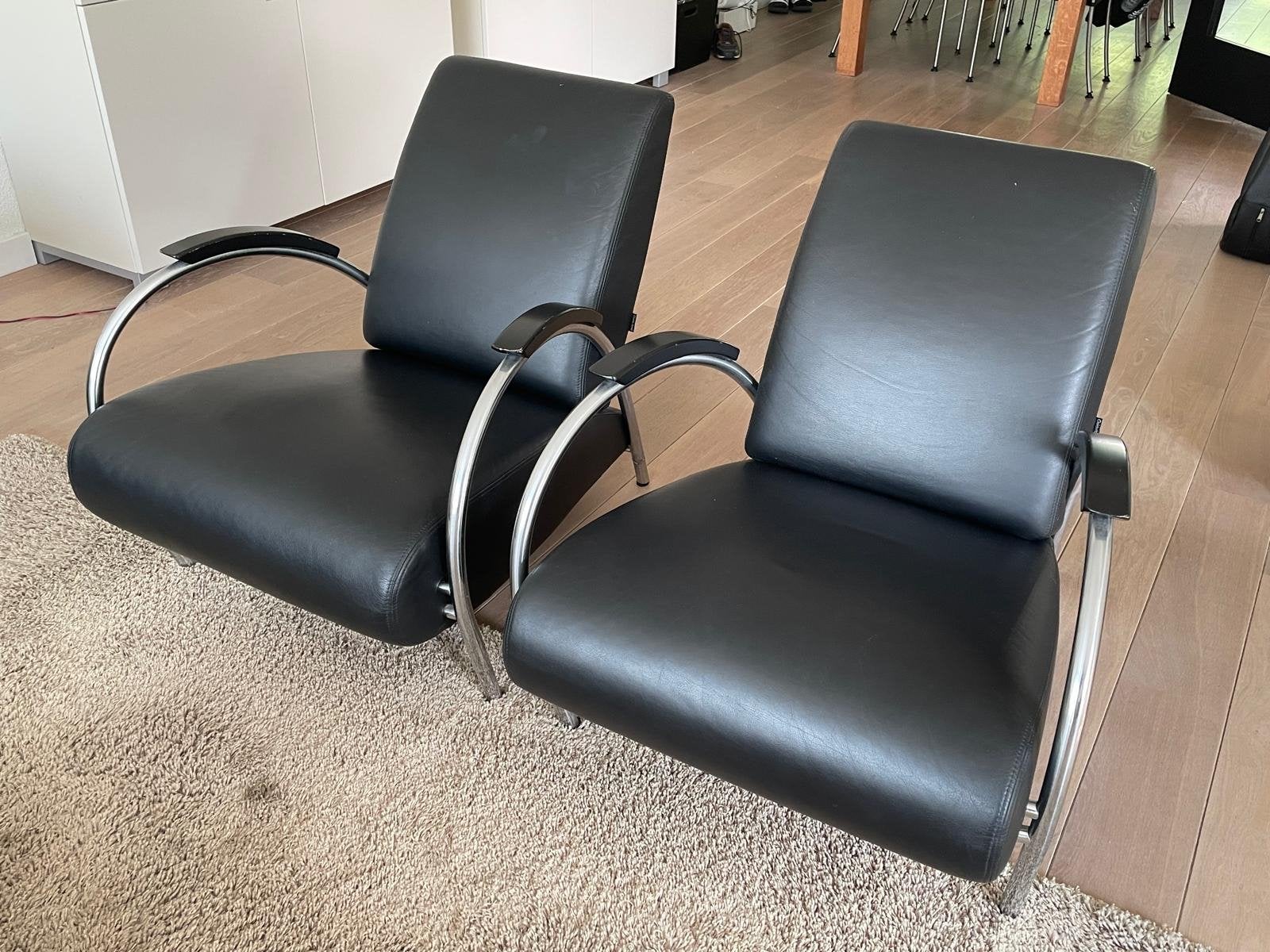 Gelderland 5775 Fauteuil - Leer Zwart - Jan des Bouvrie 1989, Huis en Inrichting, Zwart, Ophalen of Verzenden, Zo goed als nieuw
