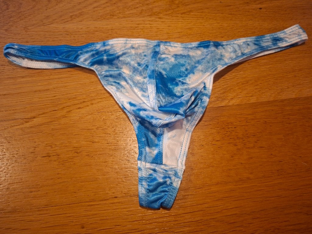 Heren string met blauw-wit wolkpatroon maat M, Verzenden, Blauw, Onbekend, Overige typen