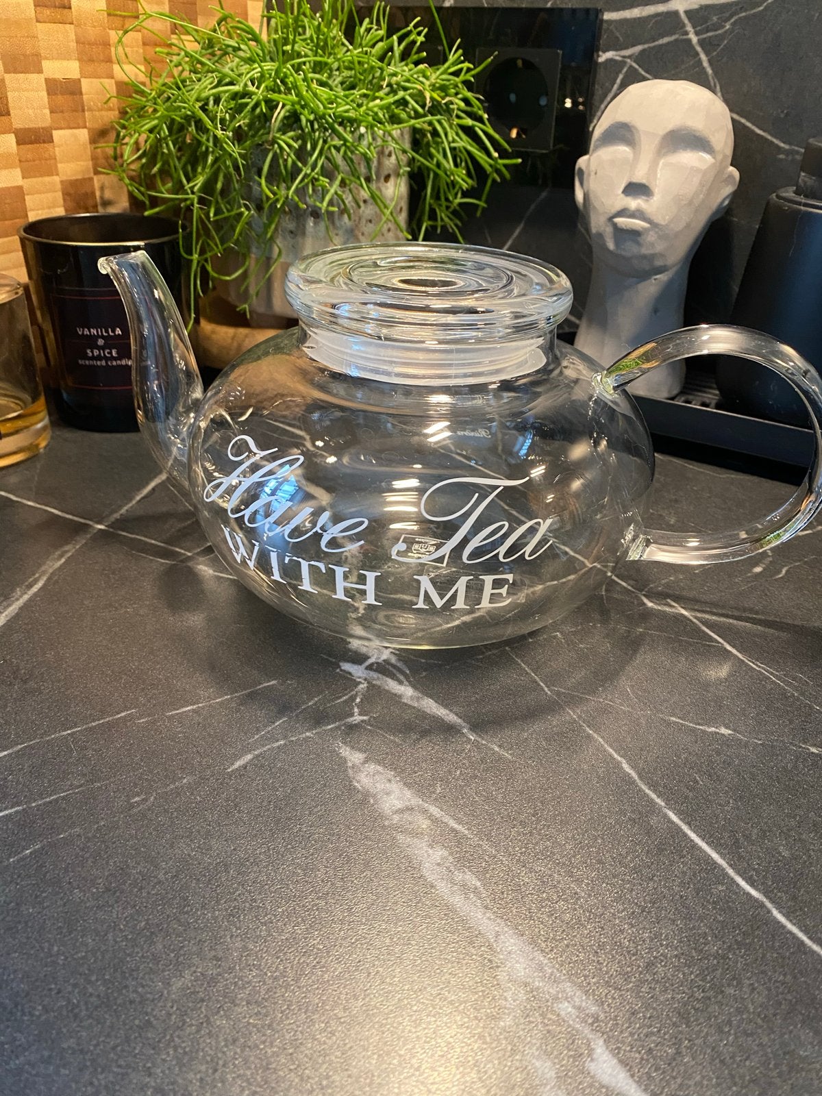 Riviera Maison Theepot - Have Tea With Me, Theepot/fluitketel, Glas, Ophalen of Verzenden, Zo goed als nieuw