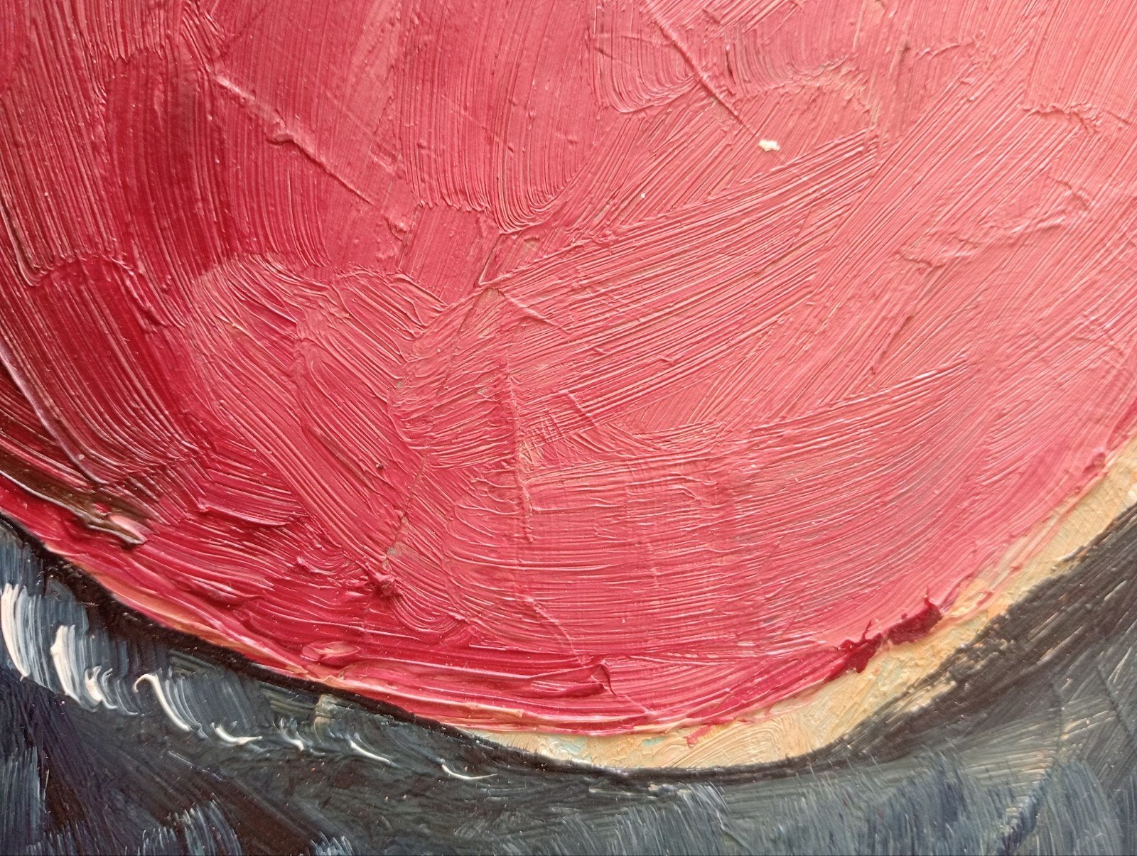 Rode planeet of bol verf op canvas jaren 90, Antiek en Kunst, Kunst | Schilderijen | Abstract, Ophalen of Verzenden