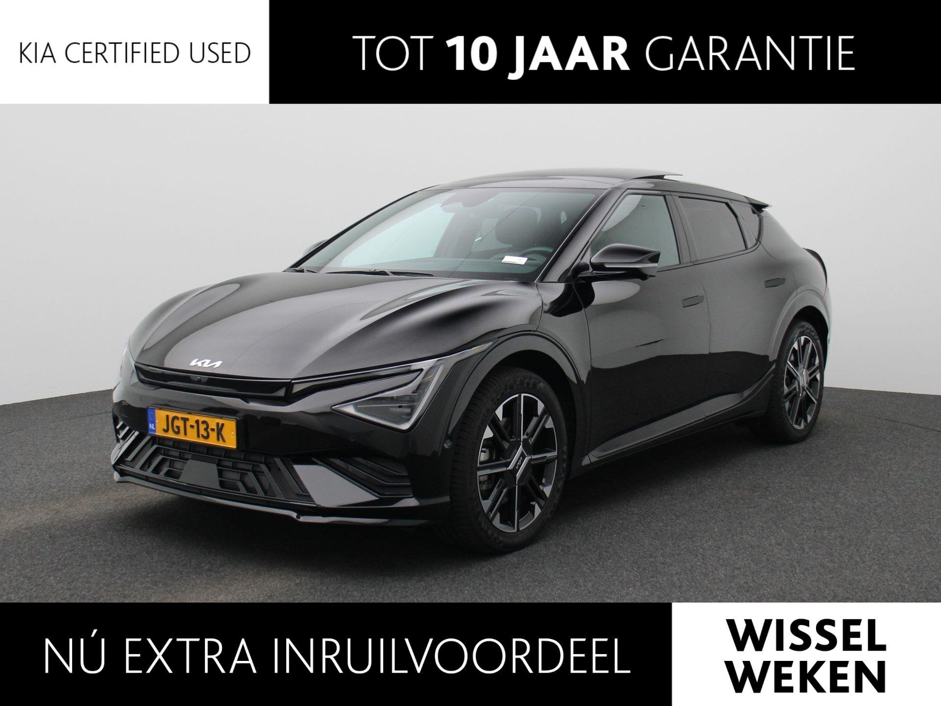 Kia EV6 GT-Line 84 kWh | 360 Camera | Stoelverwarming en Ver, Auto's, Achterwielaandrijving, Zwart, Origineel Nederlands, 84 kWh
