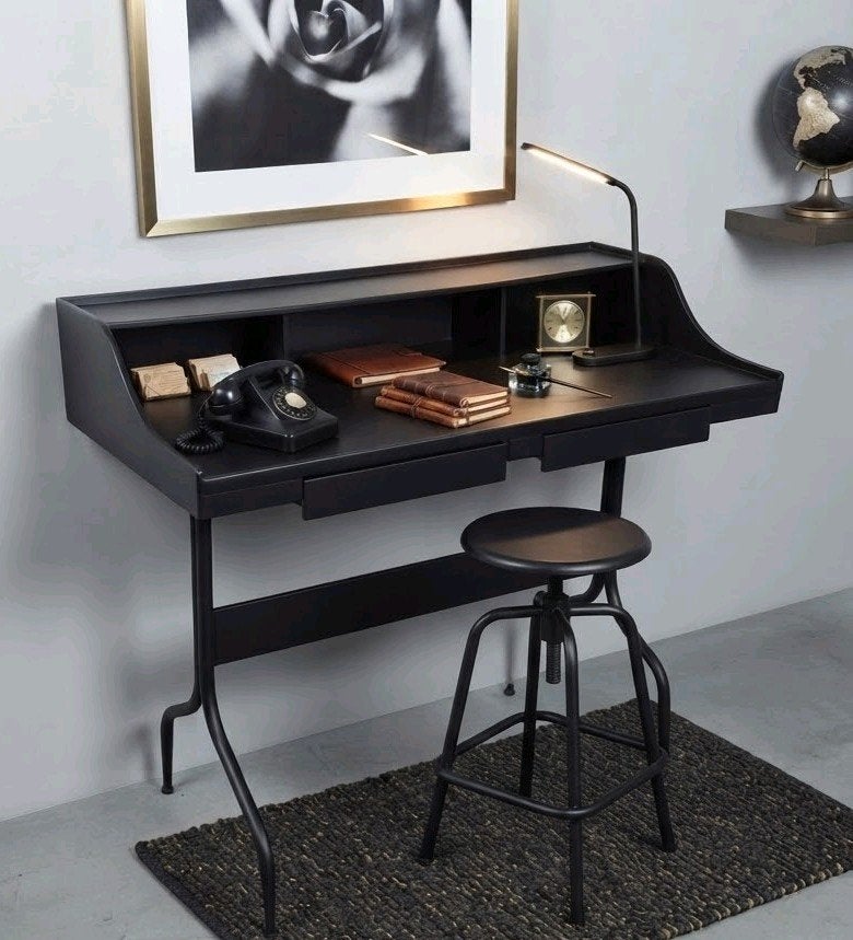 Midcentury Zwart Metalen schrijftafel  Bureau Jaren '60, Ophalen of Verzenden