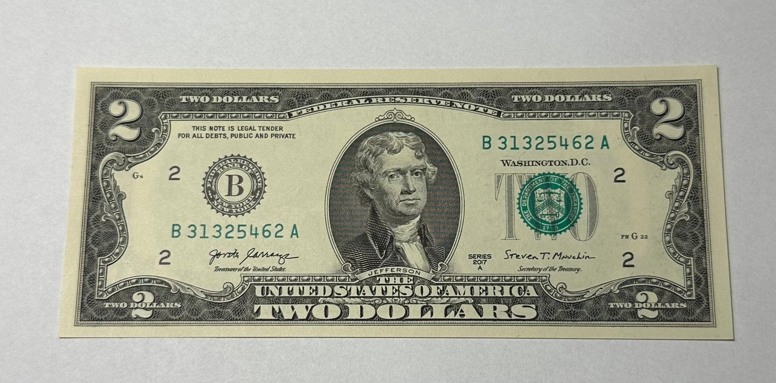 USA 2 Dollar biljet UNC - 2017A, Ophalen of Verzenden, Noord-Amerika, Los biljet