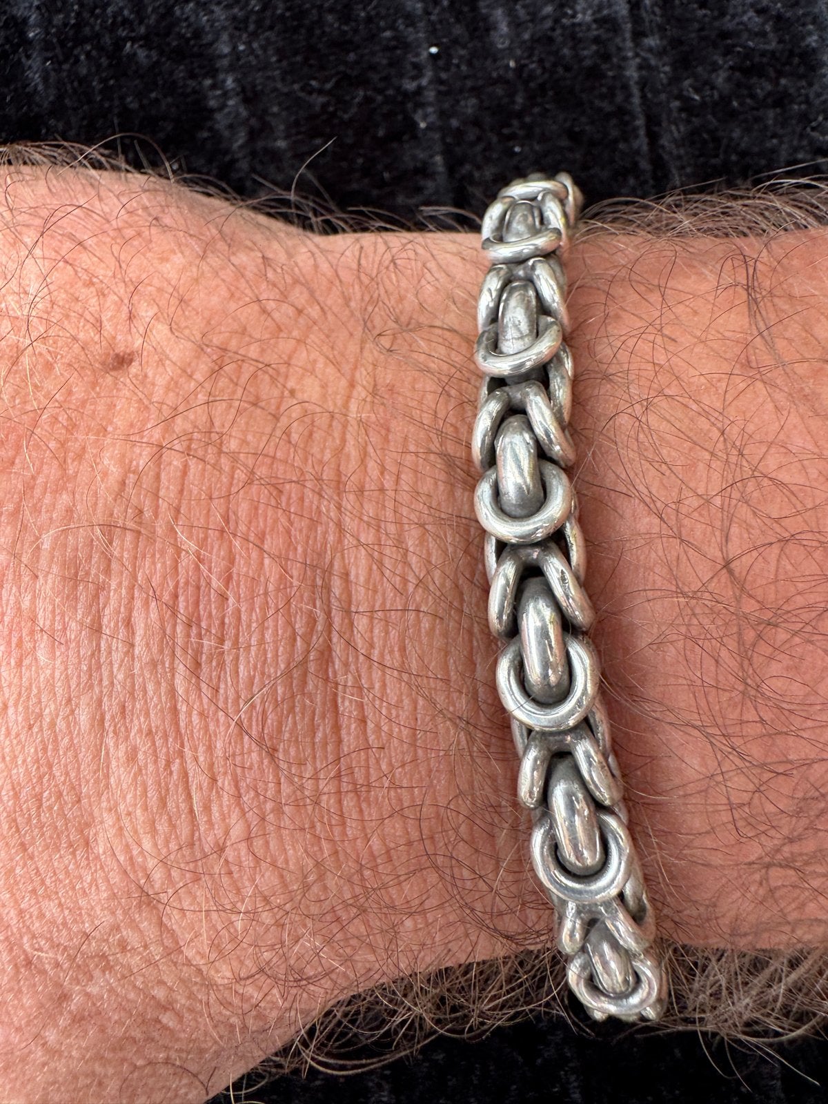Handgemaakte Zilveren Armband - Koningsschakel, Verzenden, Zo goed als nieuw, Zilver