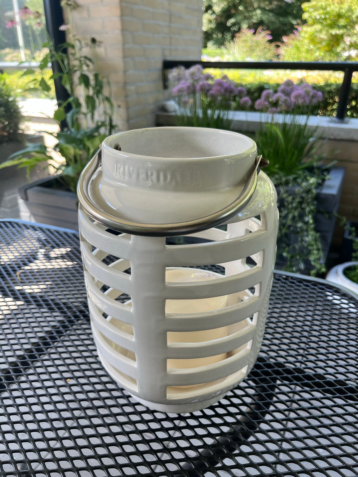 Riverdale windlicht wit porselein 26 cm hoog, Huis en Inrichting, Woonaccessoires | Kandelaars en Kaarsen, Wit, Nieuw, Ophalen of Verzenden