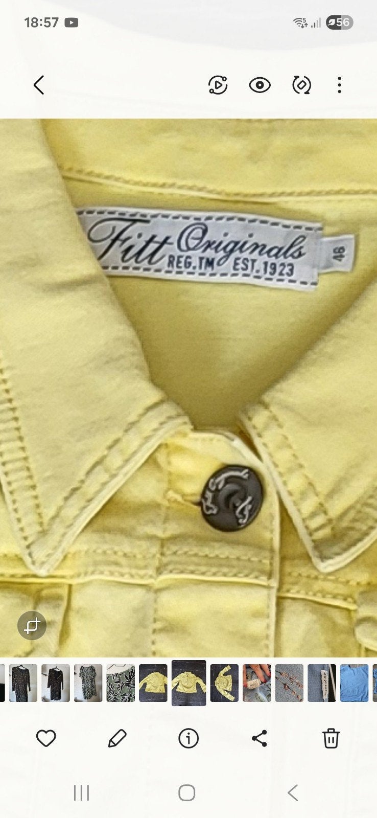 Gele spijkerjas van Fitt Originals, maat 46, Ophalen of Verzenden