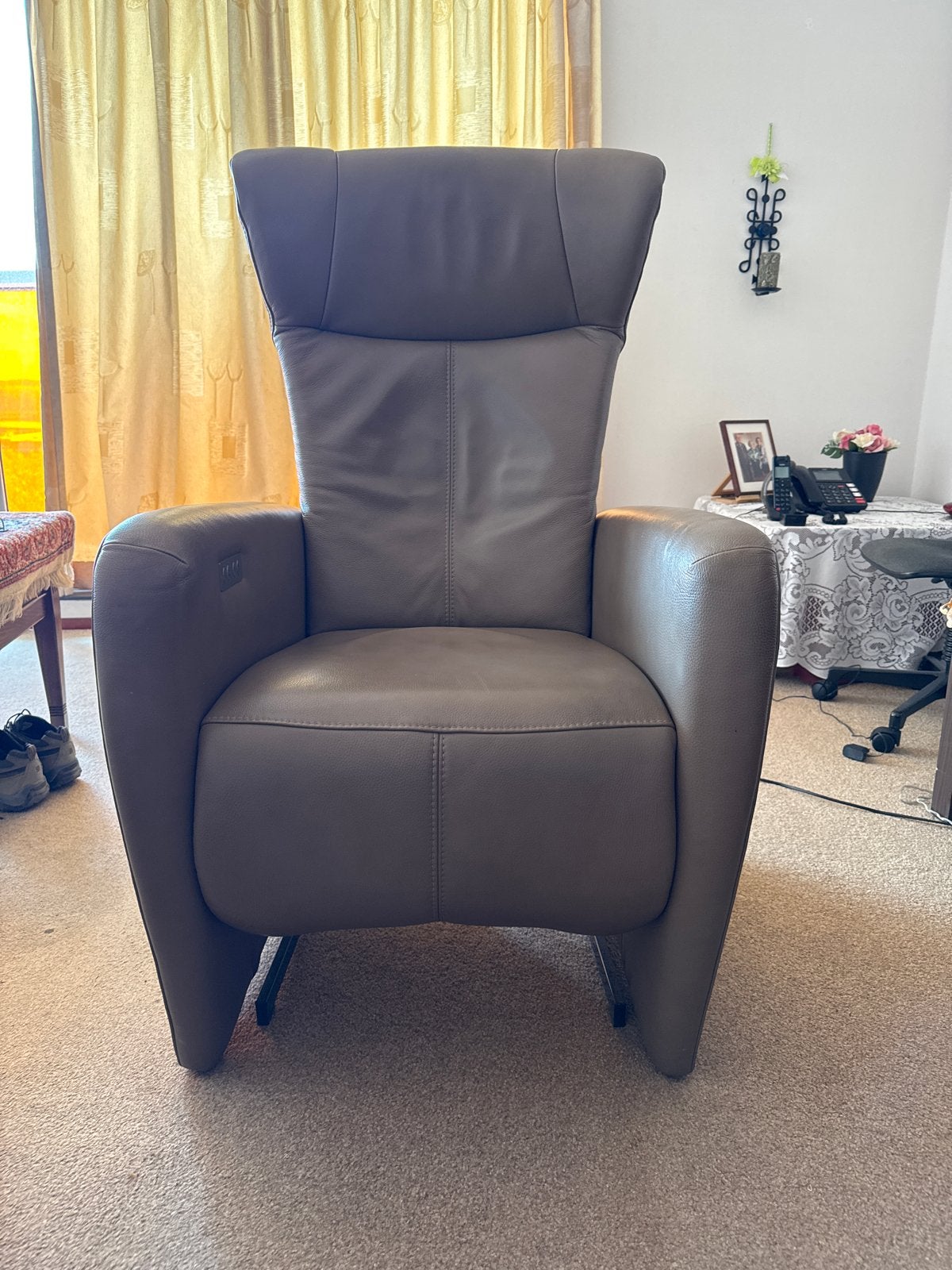 Lederen sta-op en relaxstoel met 3-zitsbank, Huis en Inrichting, Ophalen, Gebruikt, 50 tot 75 cm, Leer