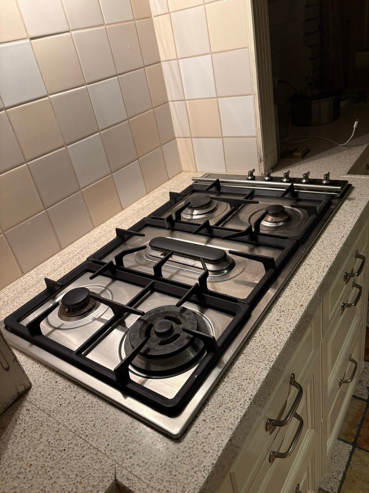 Smeg 5-pits gasfornuis, RVS, inbouw, Witgoed en Apparatuur, Fornuizen, Ophalen, Gebruikt, 60 cm of meer, Inbouw