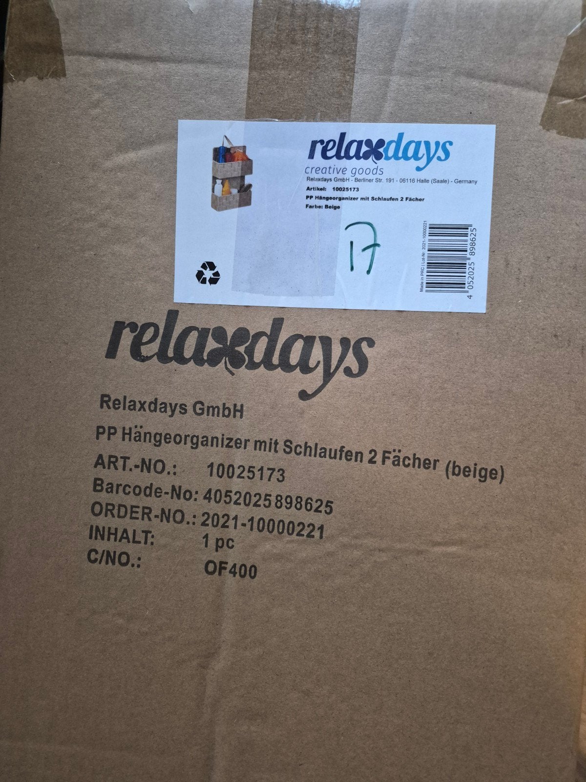 Wandorganizer Relaxdays, Ophalen of Verzenden, Nieuw, Beige, Overige typen