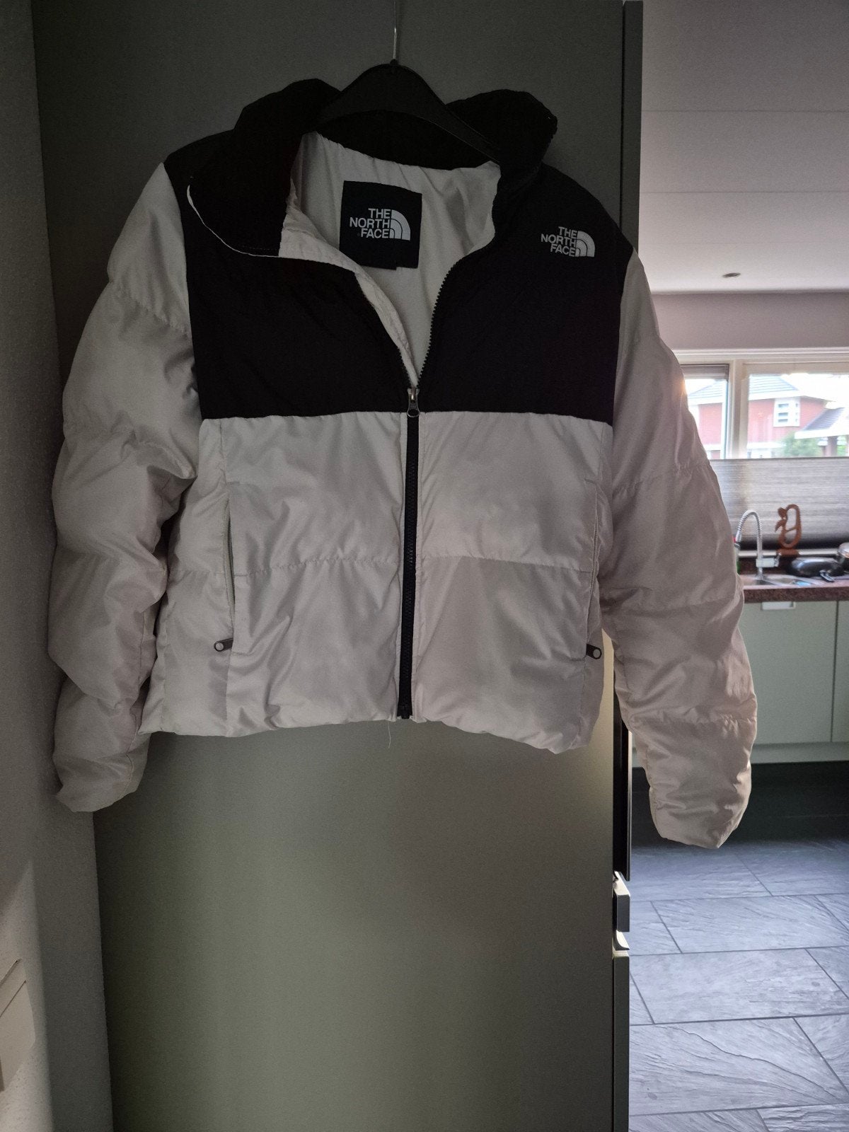 The North Face Puffer Jas Zwart/Wit Maat S, Zwart, Ophalen of Verzenden, Zo goed als nieuw, The North Face