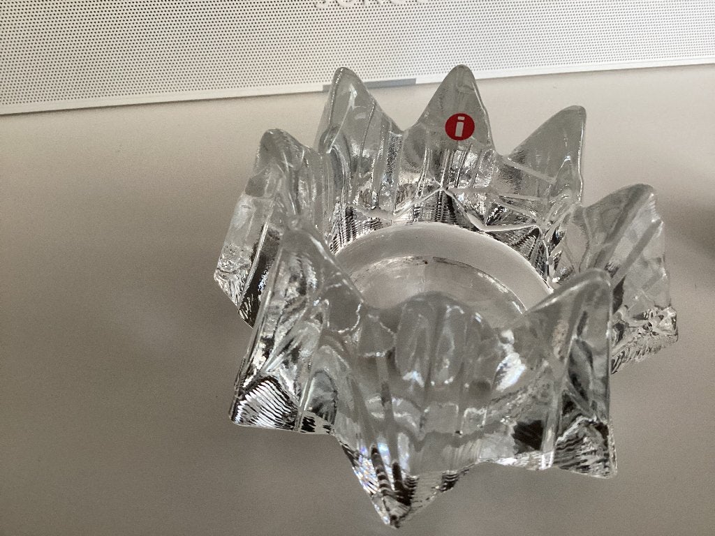 Vintage Iittala Kivi waxinelichthouder - Helder glas, Ophalen, Wit, Waxinelichthouder, Iittala