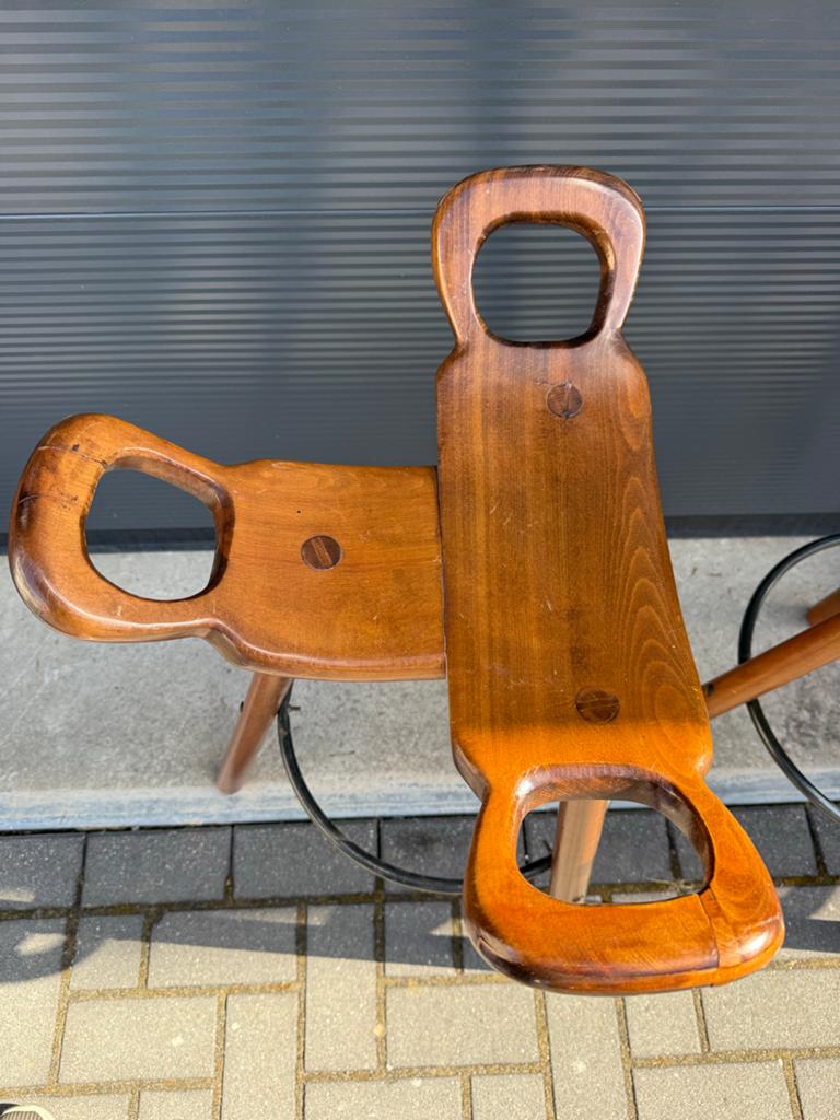 Vintage Spaanse kruk 'Marbella' in brutalistische stijl, Ophalen, Met voetsteun, 60 tot 90 cm, Zo goed als nieuw