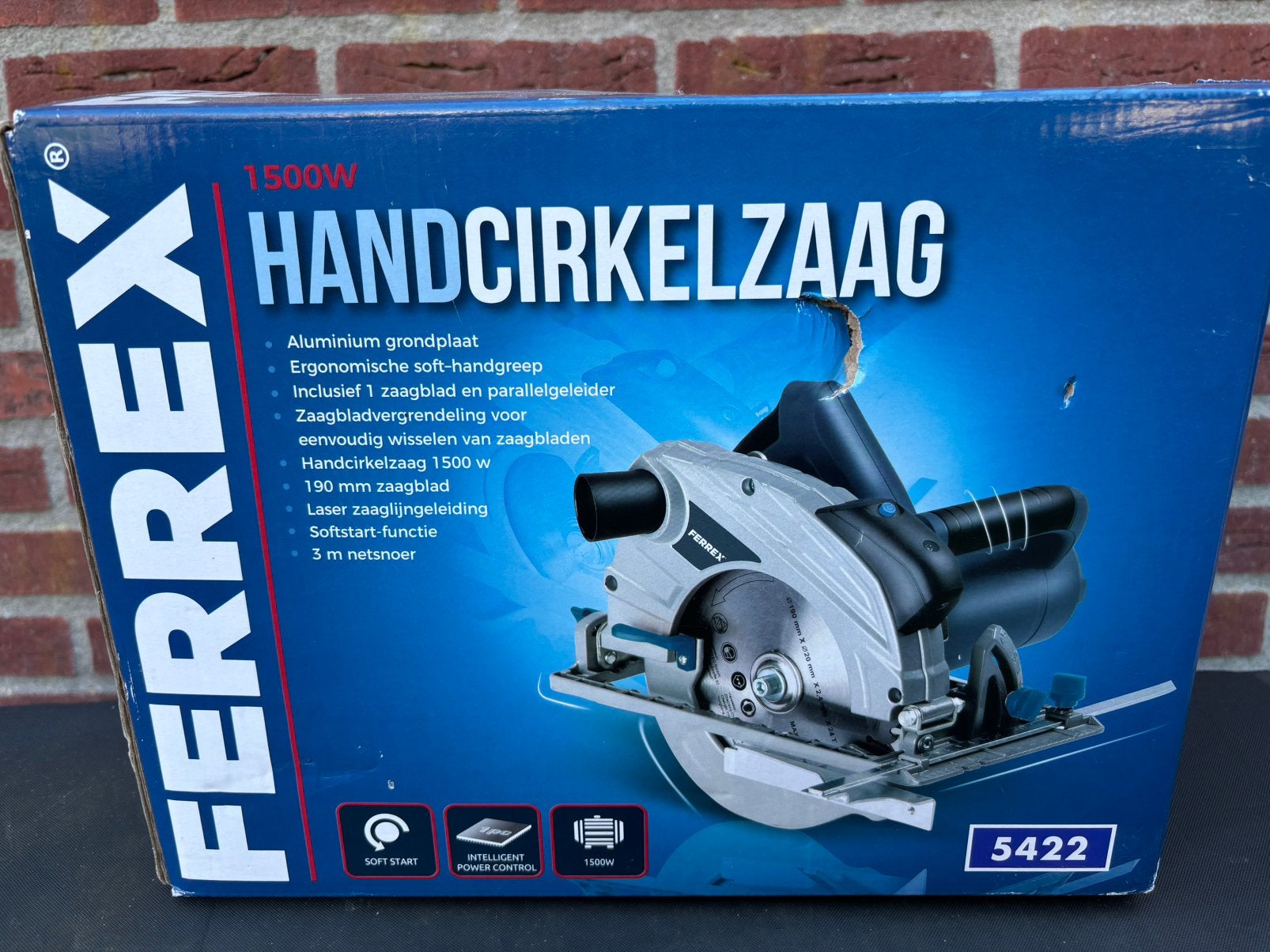 Ferrex handcirkelzaag 1500 watt. Nieuw in doos!, Cirkelzaag, Nieuw, Ophalen of Verzenden, 30 tot 70 mm