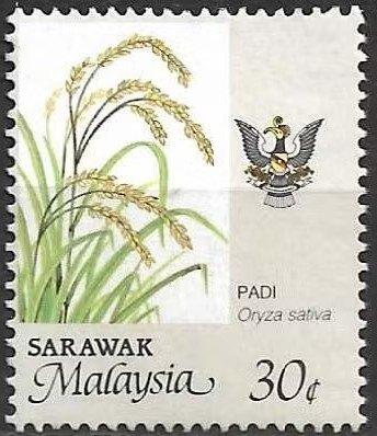 Maleisie Sarawak 1986 Landbouwproducten rijst, Verzenden, Gestempeld, Zuidoost-Azië