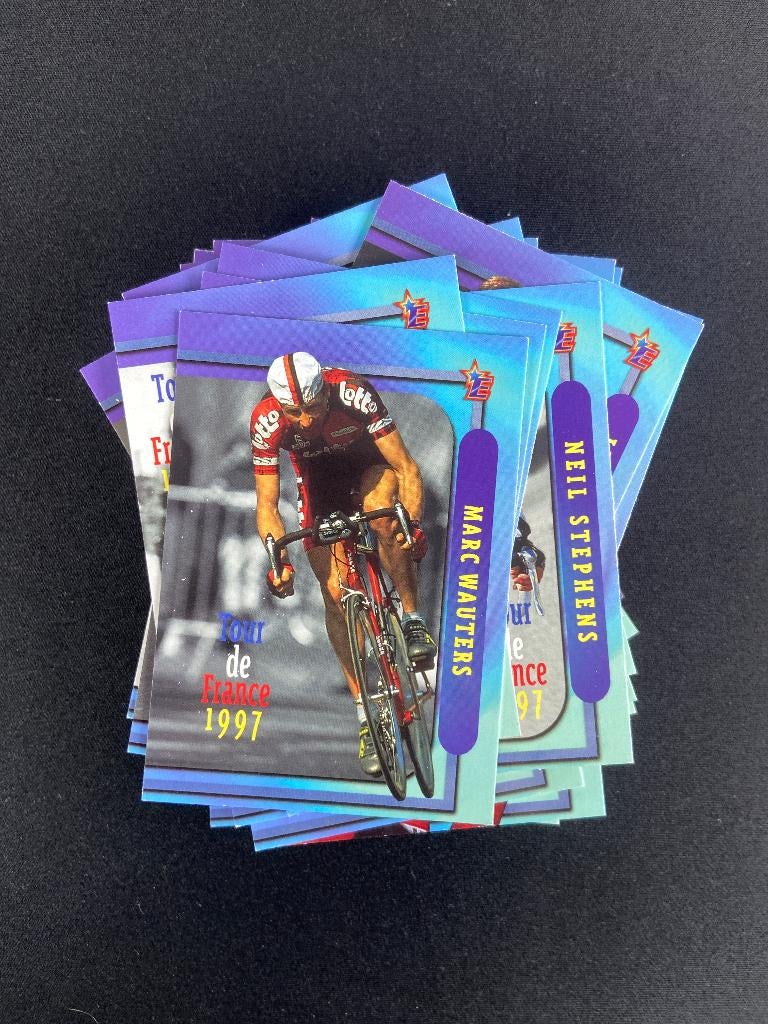 55x Wielerkaarten Eurostar Tour de France 1997, Verzenden, Gebruikt, Overige sporten, Poster, Plaatje of Sticker