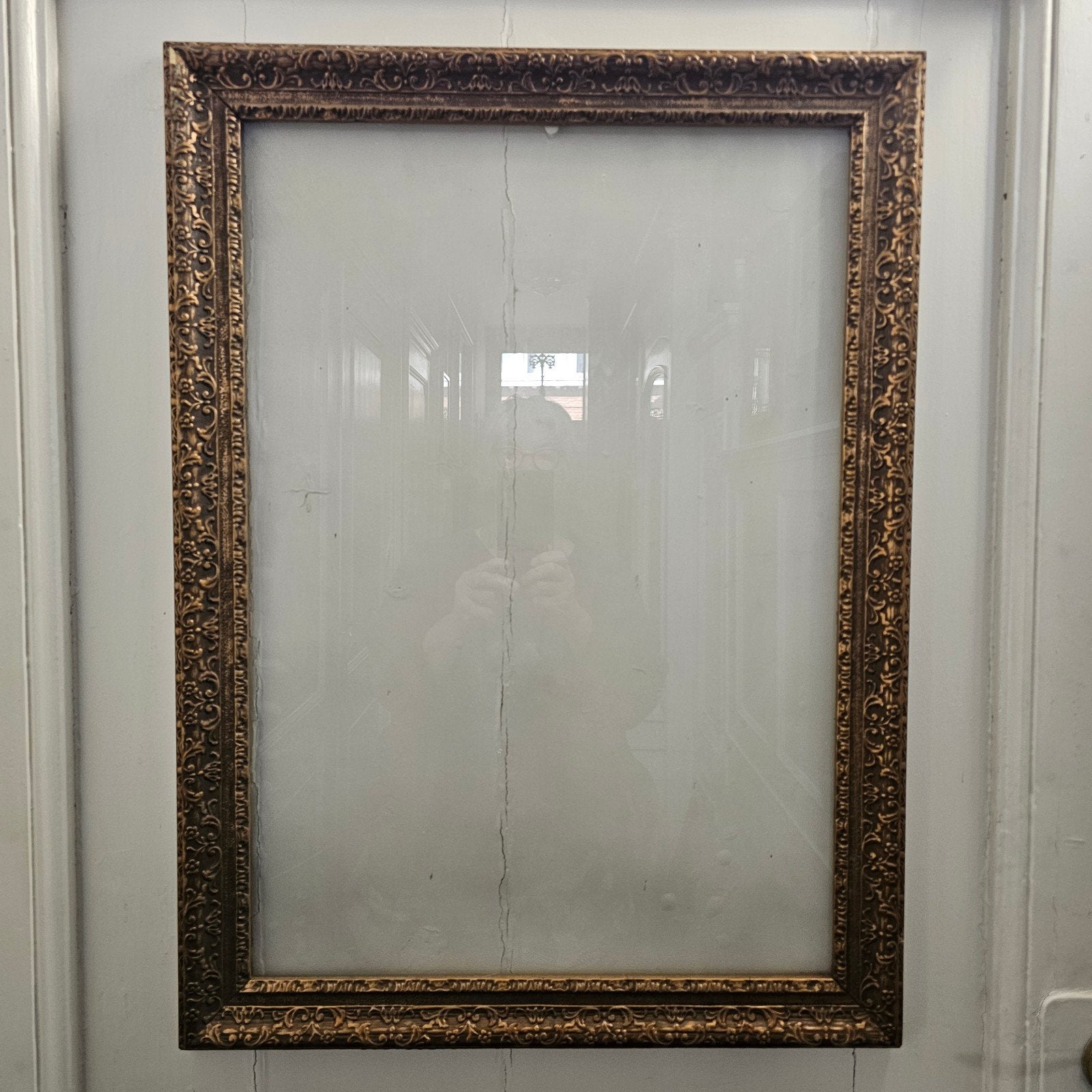 Vintage Barokke Lijst met Glas - Goudkleurig, Ophalen, Gebruikt, Met glas, Schilderijlijst