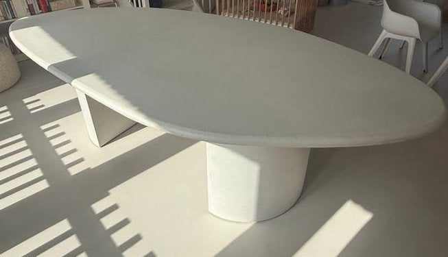 Bogard Ovale Tafel Beton/MDF 270x130 cm, Huis en Inrichting, Tafels | Eettafels, Ophalen, 100 tot 150 cm, Vijf personen of meer