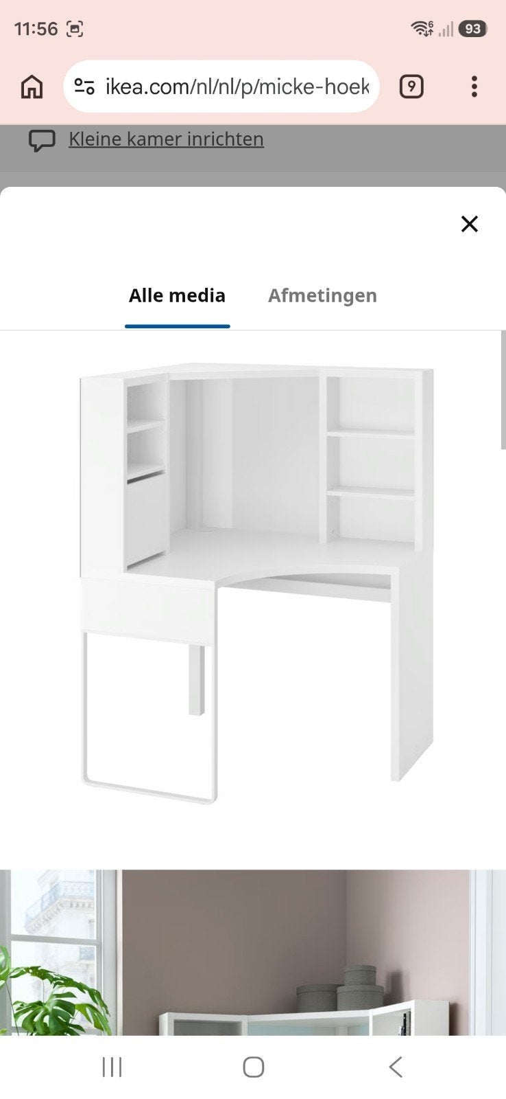 Ikea micke bureau/ZGN/hoekbureau, Huis en Inrichting, Bureaus, Ophalen, Zo goed als nieuw