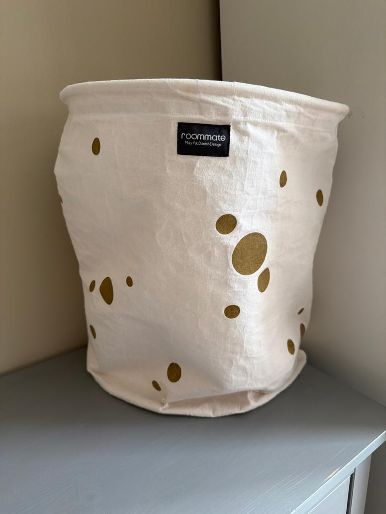 Roommate Wasmand Wit met Gouden Stippen voor Kinderkamer, Ophalen of Verzenden, Zo goed als nieuw, Wit, Rond