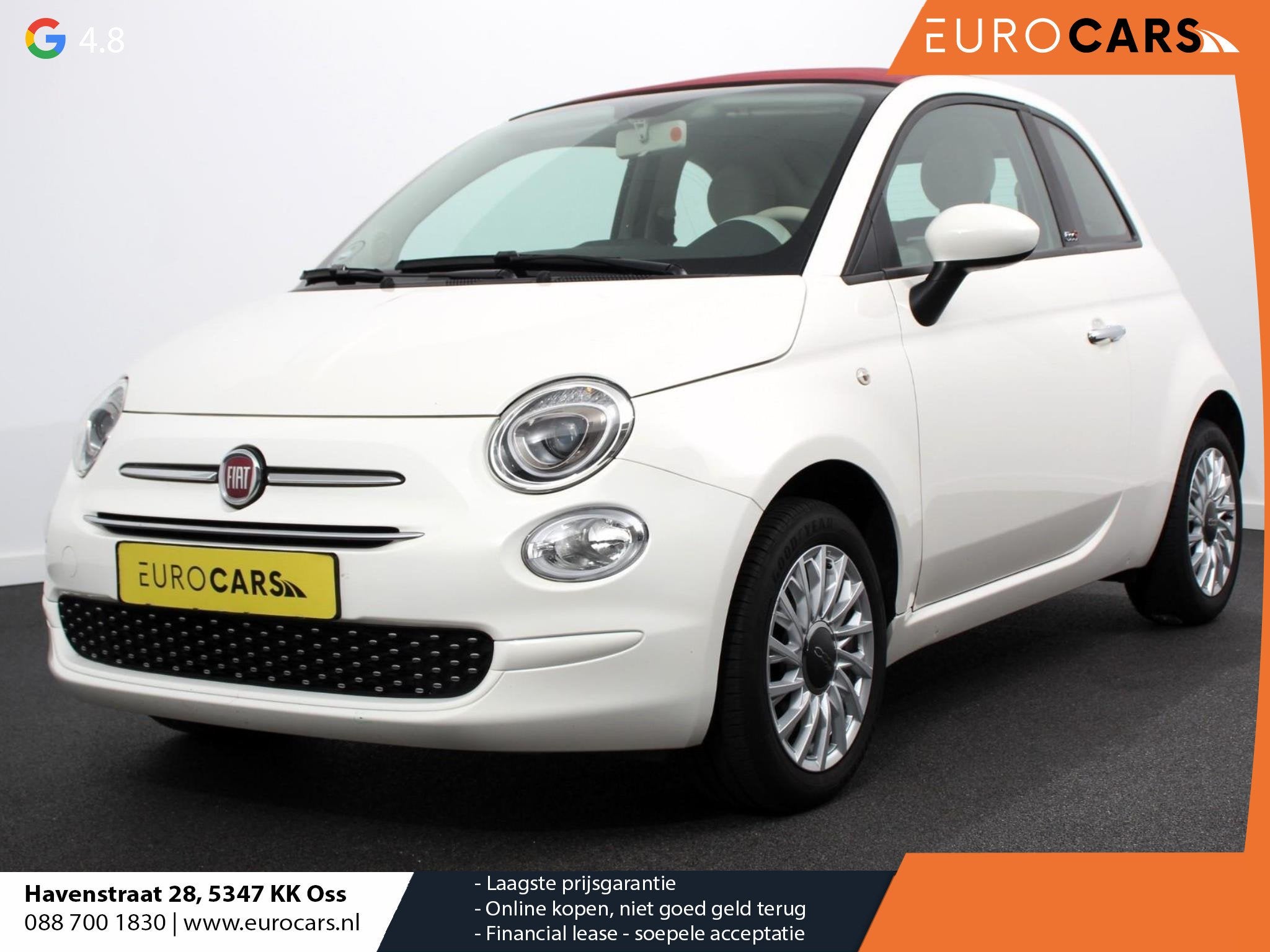 Fiat 500 C 1.0 69pk Hybrid Lounge Plus Climate Control Navig, Auto's, Voorwielaandrijving, Stof, Gebruikt, Euro 6