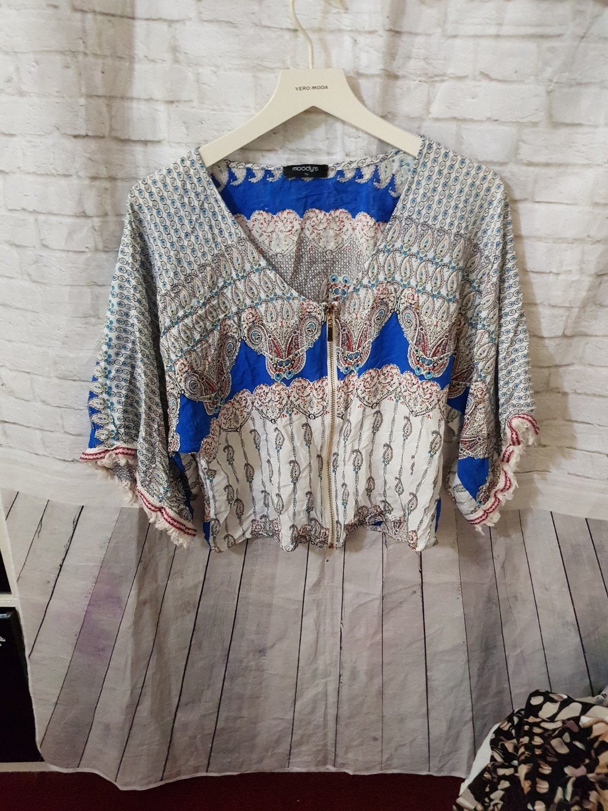Moody's Tuniek Blouse met Paisley Print en Rits - Maat M, Maat 38/40 (M), Zo goed als nieuw, Moody's, Korte mouw