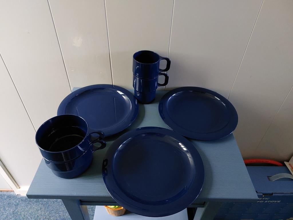Vintage Coppia Campingservies Donkerblauw Zgan, Ophalen of Verzenden, Zo goed als nieuw