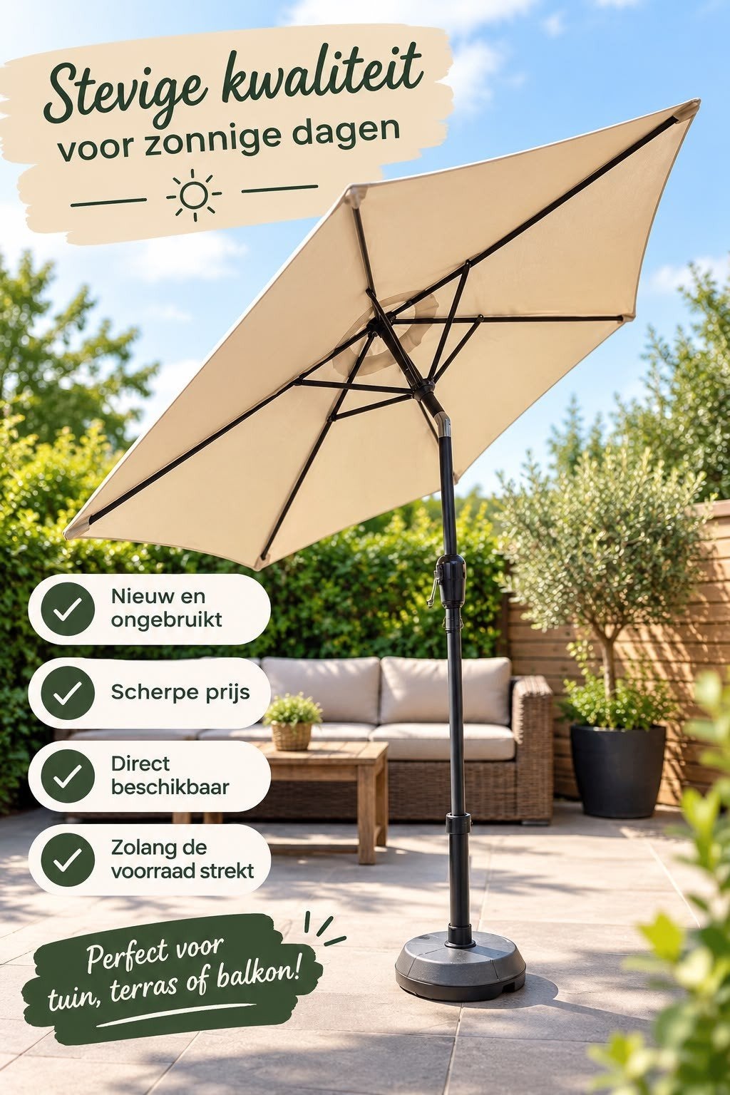 Parasol nieuw in doos!, Tuin en Terras, Ophalen, Nieuw