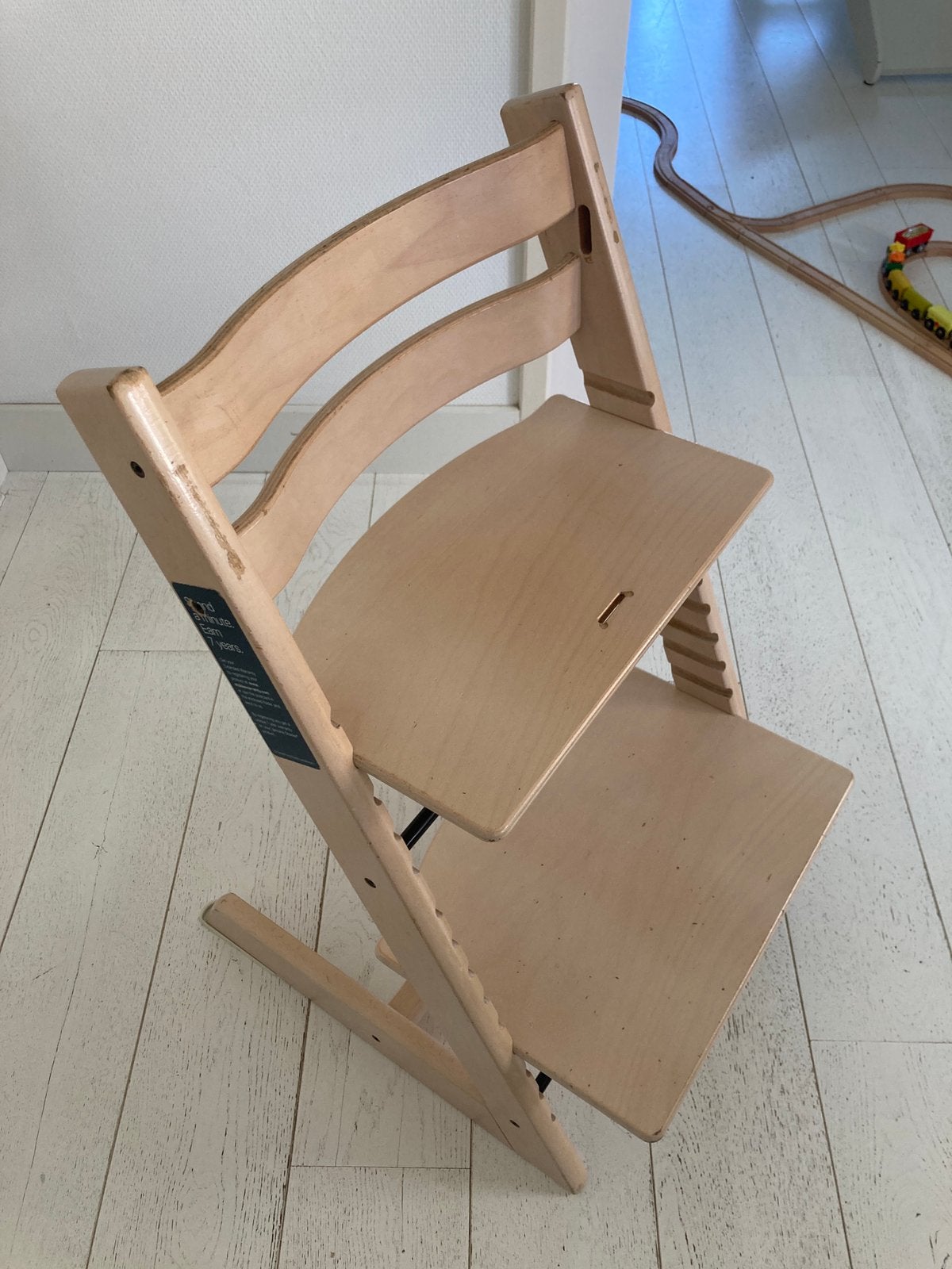 Stokke Tripp Trapp whitewash oud model, Ophalen of Verzenden, Gebruikt, Meegroeistoel, Aanschuifbaar