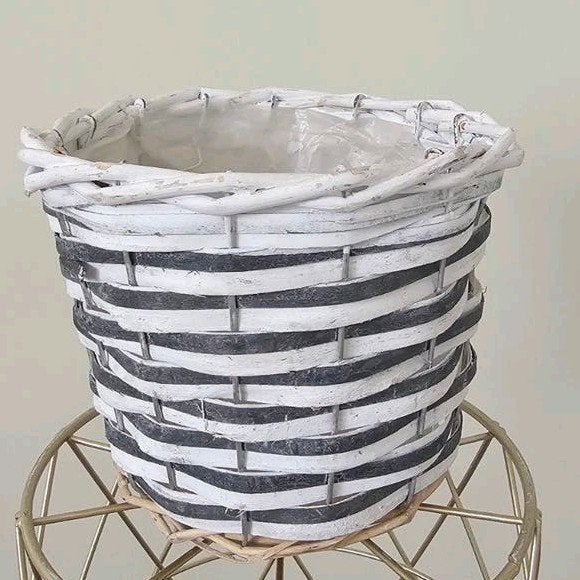 Decoratieve bloempot met metalen standaard, Overige materialen, Gebruikt, Rond, Ophalen of Verzenden